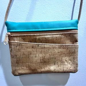 Vegan Cork green adjustable Cross Body Purse Natalie Therese